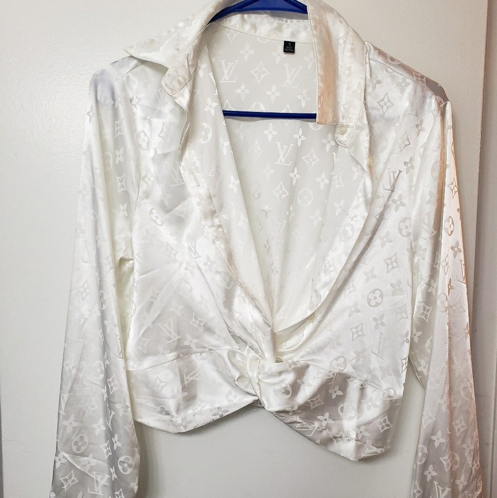 LV Cropped White Blouse